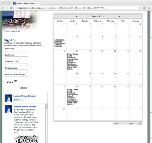 Events Calendar and Facebook feed integration